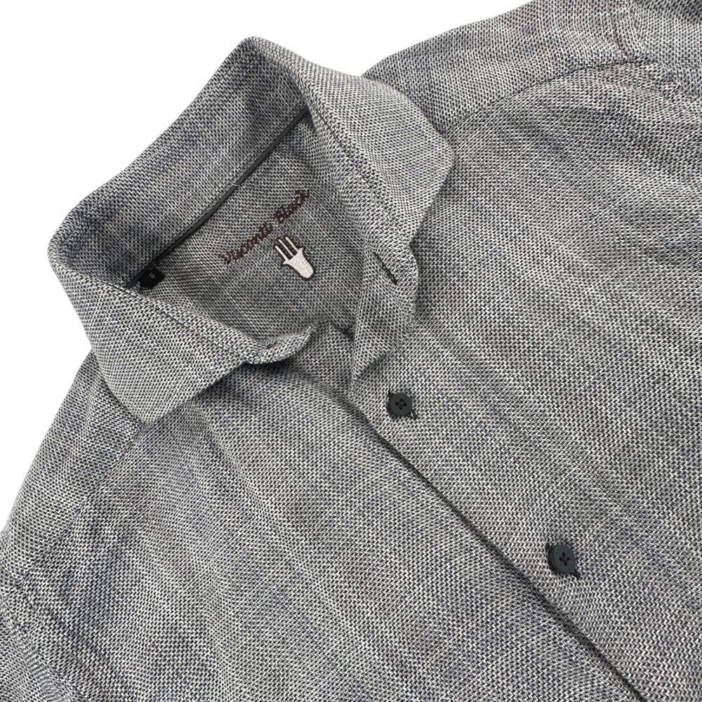 Visconti Black Men's Small Shirt Grey Long Sleeve Button Up Textured Cotton